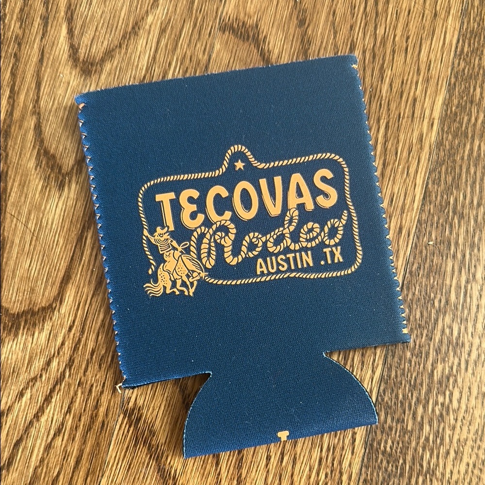 3/$20 Tecovas Blue and Gold koozie